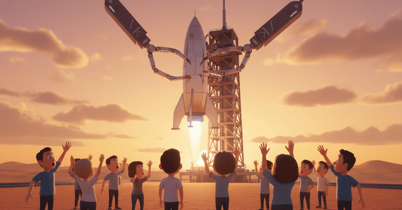 Catching a rocket with "chopsticks"